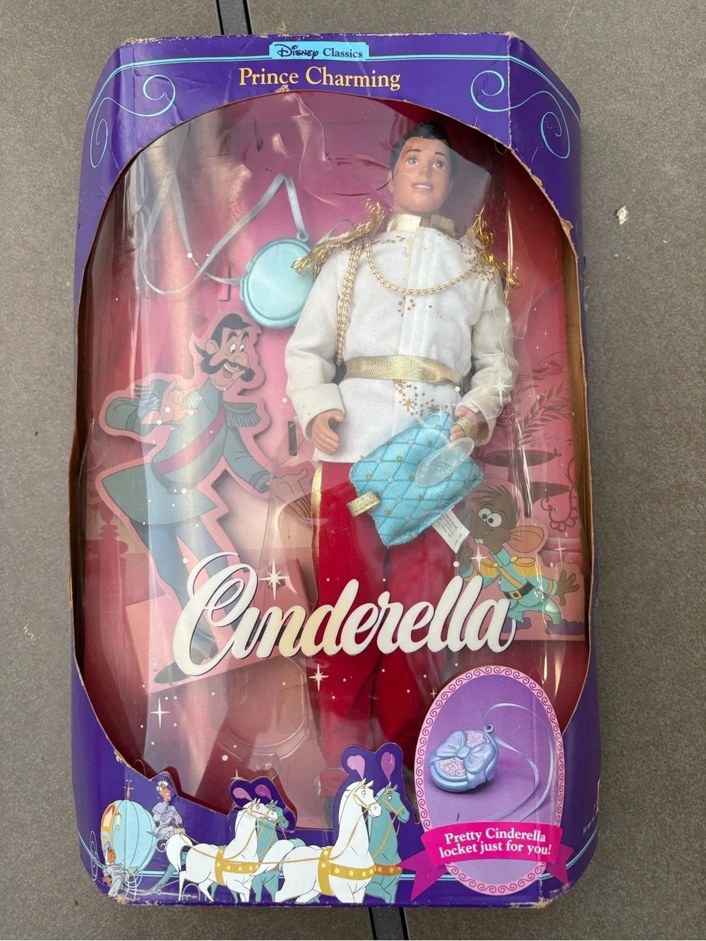 Prince Charming Barbie Disney 1991 Classics Locket & Glass Slipper Nrfb*SomeWear